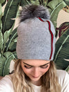 Red Stripe Crystal Toque-Grey