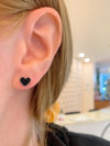 Black Mini Enamel Heart Stud Earrings