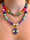 Blue Green Pink & Pearl Joy Natural Stone Necklace