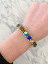 Blue & Gold Swarovski & Leather Bracelet