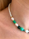 Green and Pearl Glass Dominic Necklace