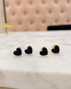 Black Mini Enamel Heart Stud Earrings
