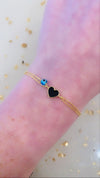 Black Mini Enamel Heart Bracelet