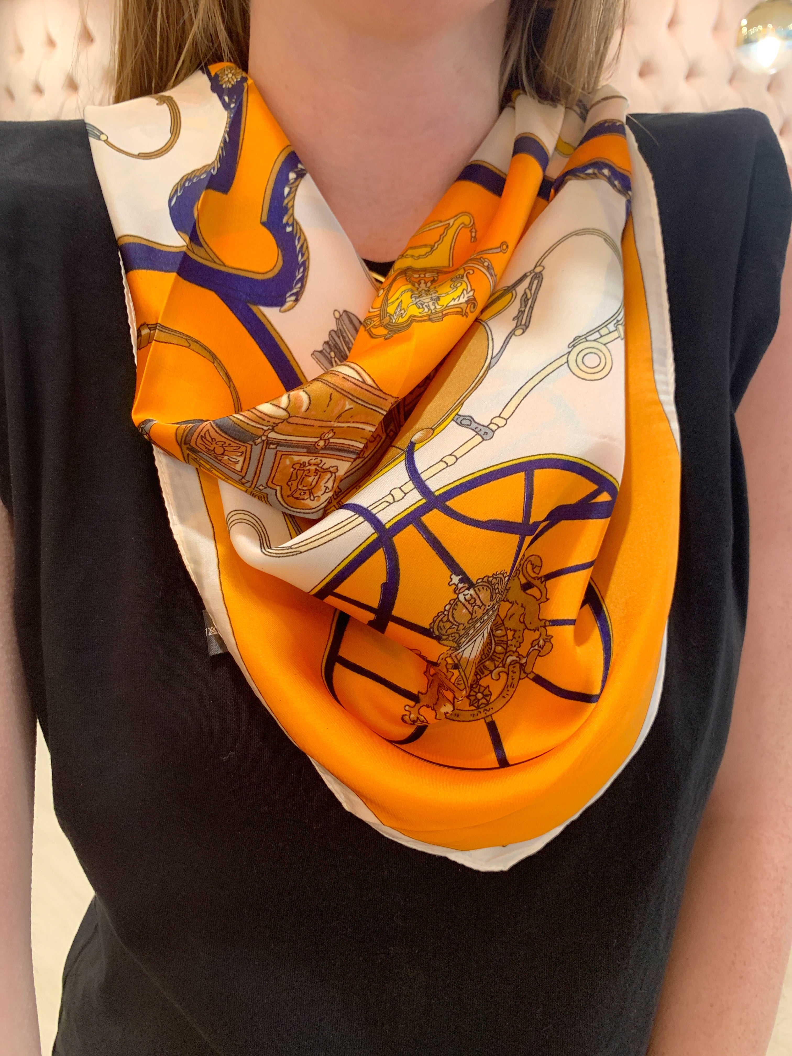 Orange & Navy Silk Scarf – HouseofModa
